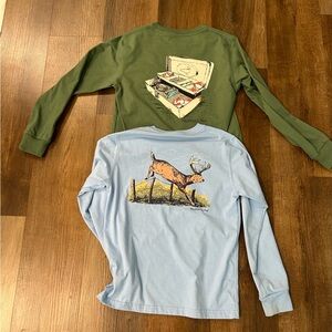 Youth Adventure Graphic Long Sleeve Tees - Olive and Light Blue